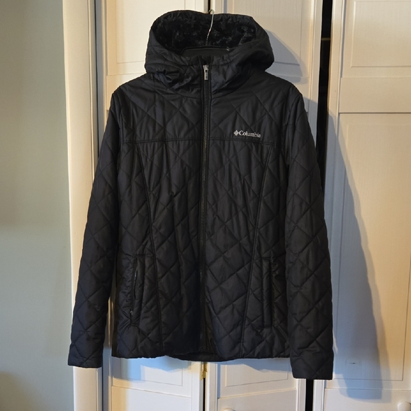 Columbia Black  Hooded Coat - Picture 1 of 4